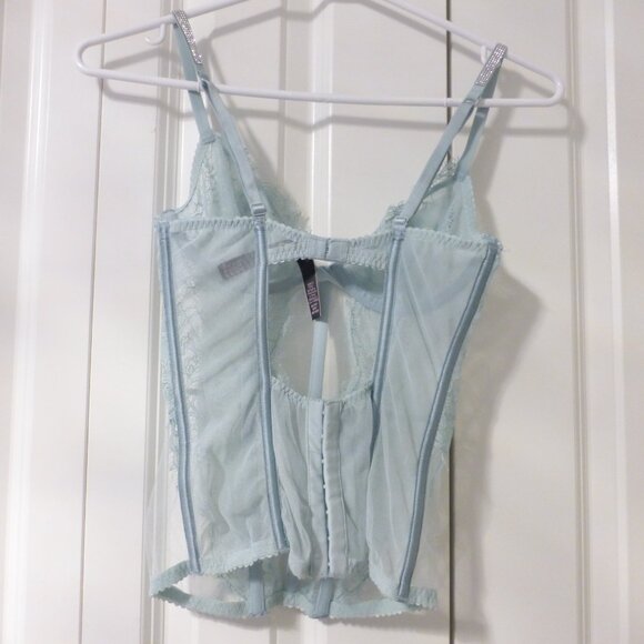 VICTORIA'S SECRET mint green unlined bustier top with sparkly straps - Picture 2 of 11